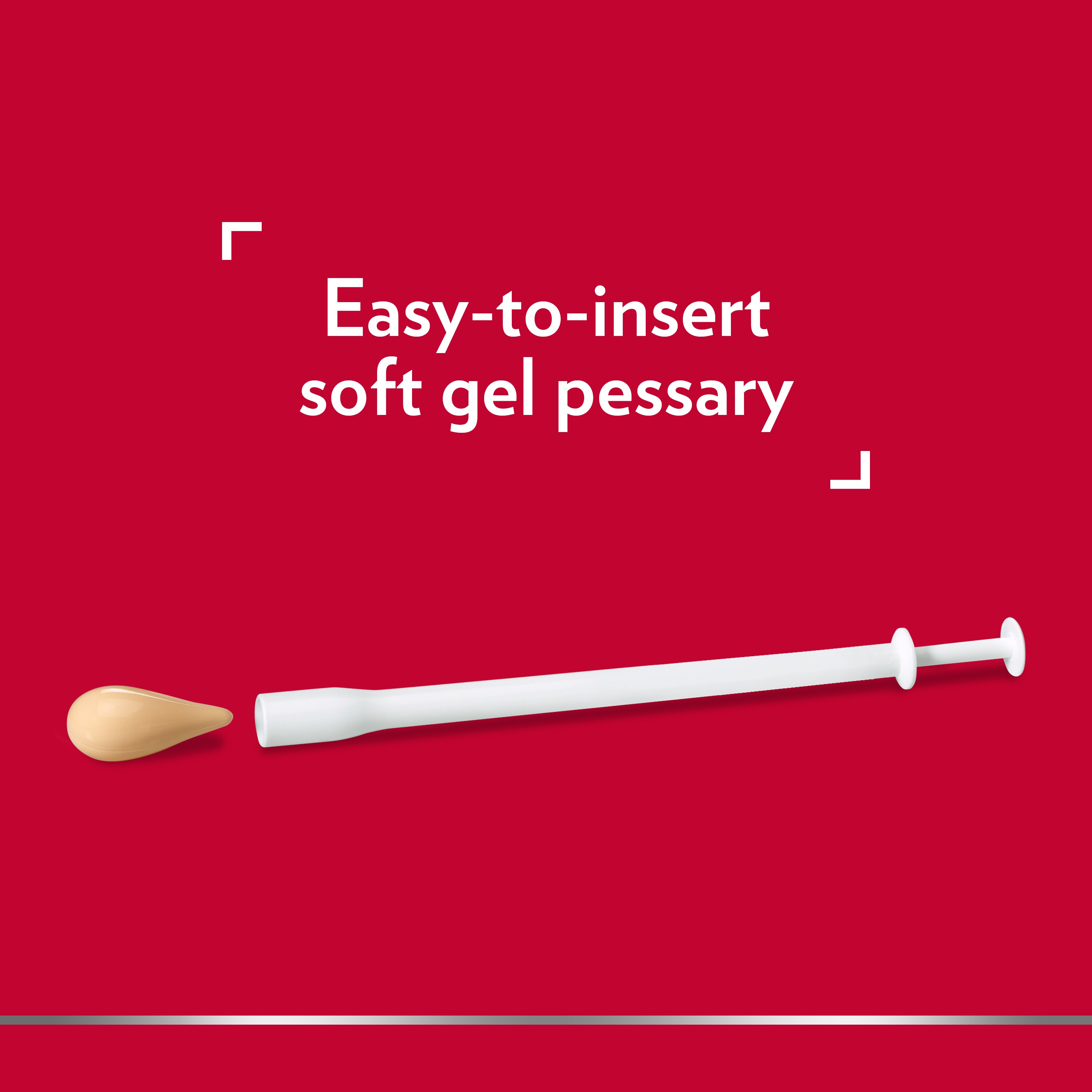 Canesten soft gel pessary applicator with caption Easy-to-insert soft gel pessary