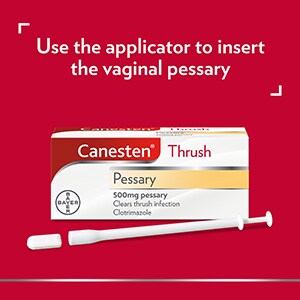Canesten Thrush pessary withthecaptionUse the applicator to insert the vaginal pessary