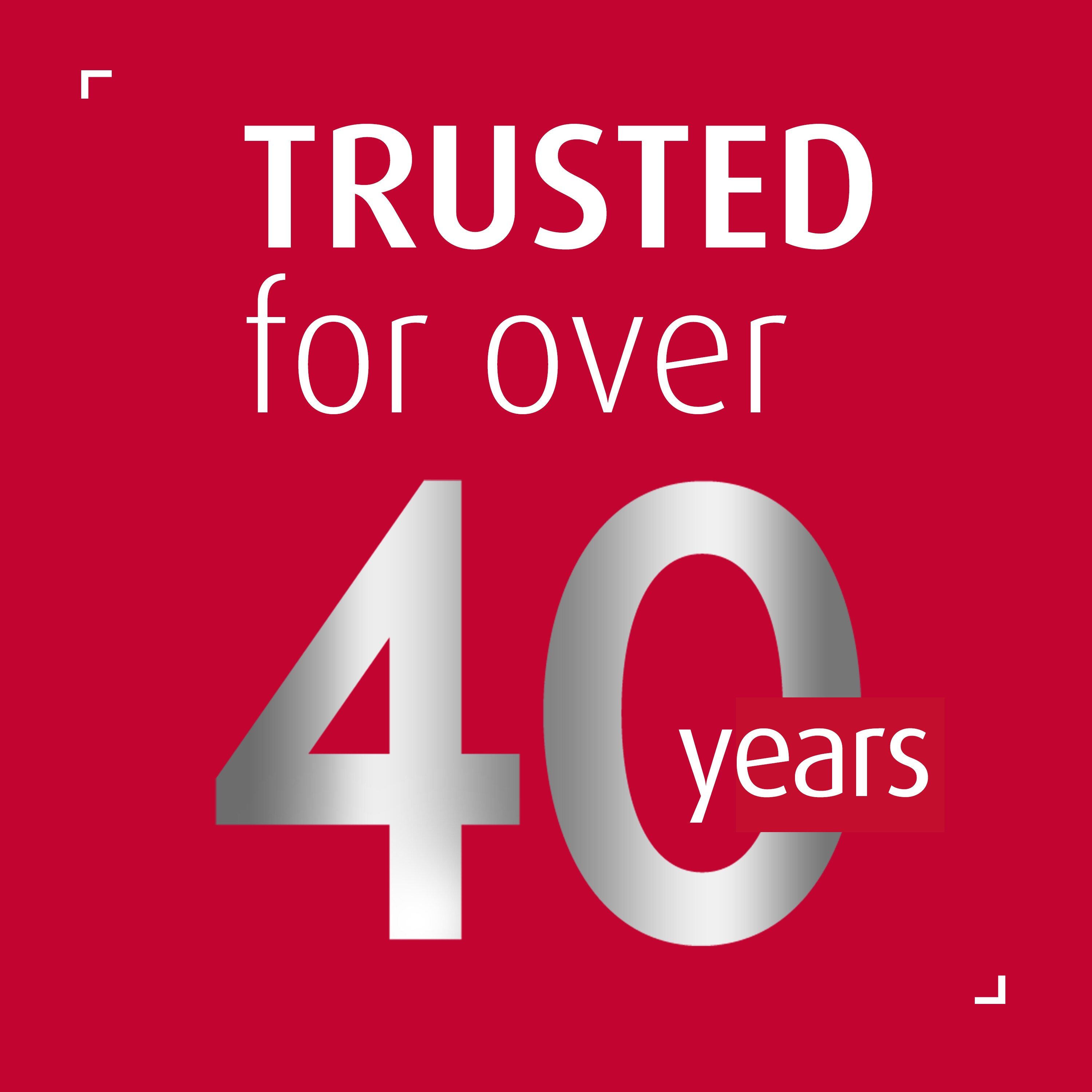 Image reads “trusted for over 40 years”