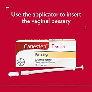 Canesten Thrush pessary withthecaptionUse the applicator to insert the vaginal pessary